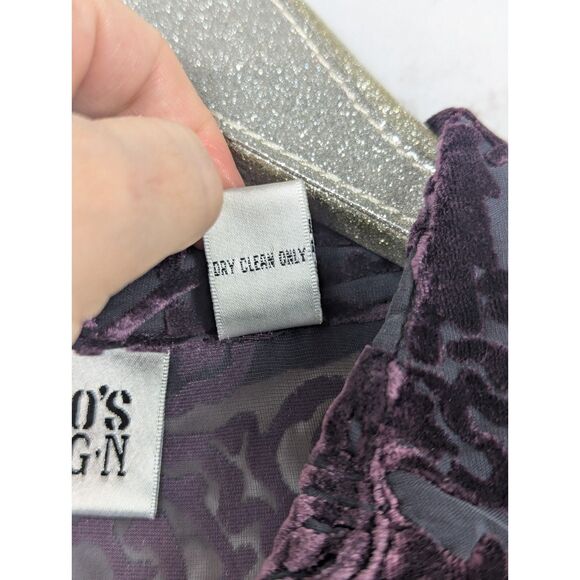 CHICO'S Design Rayon/Silk Burnout Velvet Paisley Shirt Boho Hippie Large/12 - Picture 6 of 8